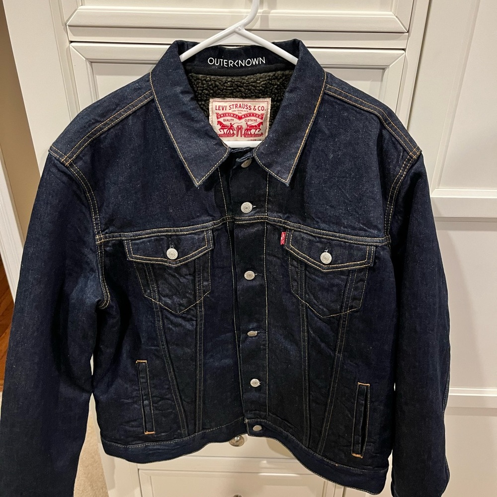 Levi's® WellThread™ X Outerknown Lined Sherpa Trucker Denim/Jean Jacket Large